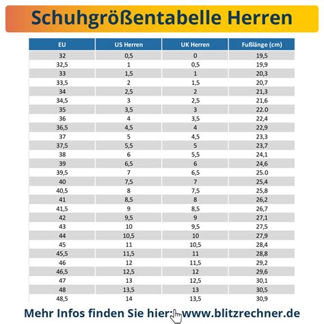 schuhgrößen umrechnen tabelle